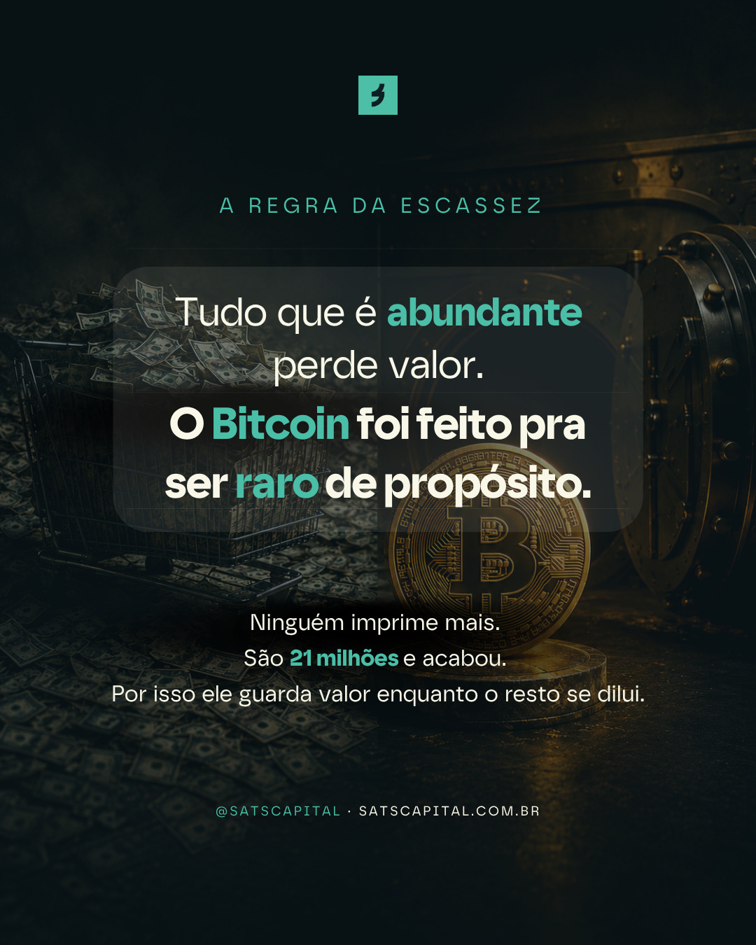 Dinheiro pode ser impresso sem parar, e tudo que é infinito vale cada vez menos. 

O Bitcoin foi feito ao contrário: são 21 milhões pra sempre, raro de propósito. É isso que faz dele uma reserva diferente. 

E dá pra começar a acumular nas compras que você já faz, pela SATS.

Saiba mais no link da Bio!

#satscapital #bitcoin #cashback #cashbackembitcoin #investback #economiadigital #bitcoinparatodos #aprendendosobrebitcoin